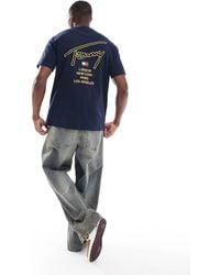 Tommy Hilfiger - Camiseta Azul Marino Con Estampado Trasero Del Logo Y Nombres De Ciudades De - Lyst