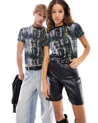 Collusion - Unisex - t-shirt slim fit multicolore con stampa distorta e bordi a contrasto - Lyst