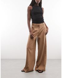 Monki - High Waist Wide Leg Trousers With Front Pleat - Lyst