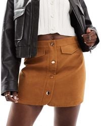 ASOS - Button Front Pocket Detail Faux Suede Skort - Lyst
