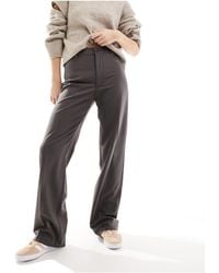 Pull&Bear - Pantalon droit ajusté à taille haute - marron foncé - Lyst