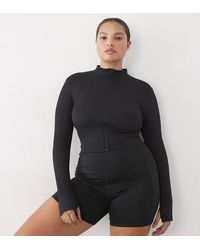 4505 - Curve Seamless Baby Rib Cropped Zip Up Long Sleeve Top - Lyst