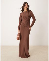 ASOS - Maxi Jurk Van Kreukelstof Met Gerimpelde Buste - Lyst