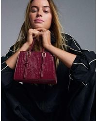 Bershka - Textured Box Bag With Buckles - Lyst
