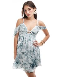 ASOS - Chiffon Mini Dress With Satin Corset Detail - Lyst