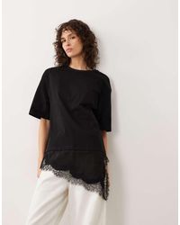 Jdy - Oversized T-shirt With Lace Details - Lyst