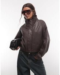 AllSaints - Ryder Leather Mock Neck Jacket - Lyst