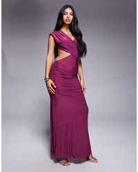 ASOS - Draped Slinky Midi Dress With Cut Out Detail - Lyst