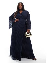 Tfnc Plus - Bridesmaids Jacquard Pleated Wrap Maxi Dress - Lyst