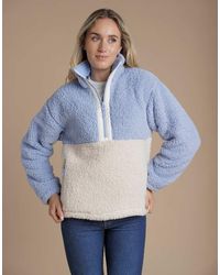 French Connection - Borg Colourblock High Neck 1/2 Zip Fleece Pullover - Lyst