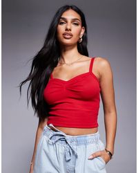 Princess Polly - – essentials – vorne gerafftes, geripptes camisole-oberteil - Lyst