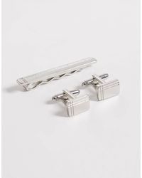 ASOS - Engraved Pattern Tie Bar And Cufflink Pack - Lyst