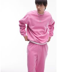 TOPMAN - – oversize-sweatshirt mit pinkfarbener vintage-waschung - Lyst