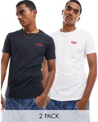 Levi's - Confezione da due t-shirt con riquadro del logo piccolo, colore nero/bianco - Lyst