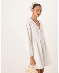 Nobody's Child - – astra – langärmliges minikleid aus cremefarbenem denim - Lyst