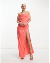 ASOS - Corset Maxi Dress With Soft Cowl Front - Lyst