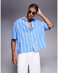 ASOS - Chemise oversize coupe carrée avec col à revers et imprimé fleuri jacquard - Lyst