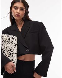 ASOS - Double Breasted Crop Boxy Blazer With Shoulder Pads - Lyst