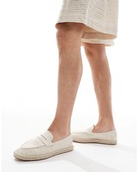 ASOS - Mocassins style espadrilles en cuir - beige lin - Lyst