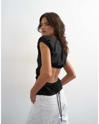 TOPSHOP - Ruched Back Cut Out Top - Lyst