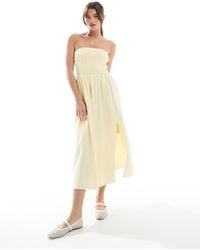 Hollister - Strapless Drop Waist Panelled Midi Dress - Lyst