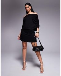 ASOS - Robe courte avec superposition cape à encolure bardot - Lyst