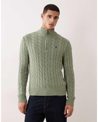 Polo Ralph Lauren - Driver Icon Logo Cotton Cable Knit Half Zip Jumper - Lyst