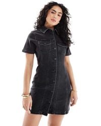 ASOS - Denim Fitted Shirt Mini Dress - Lyst