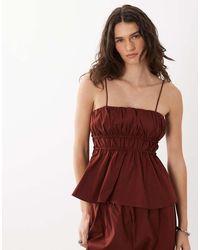 Mango - Cbaperol Cotton Mix Peplum Hem Strappy Cami Top - Lyst