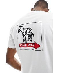 Paul Smith - T-Shirt Bianca Con Stampa Di Zebra E Scritta One Way - Lyst