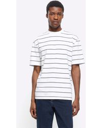 River Island - Regular Fit Ri Studio Stripe T-shirt - Lyst