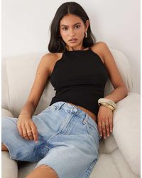 Mango - Cotton Rich Halterneck Top - Lyst