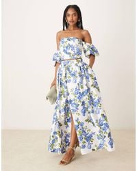 Y.A.S - Jupe mi-longue volumineuse d'ensemble à fleurs - et blanc - Lyst