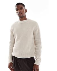 Jack & Jones - Pull en maille gaufrée - crème - Lyst