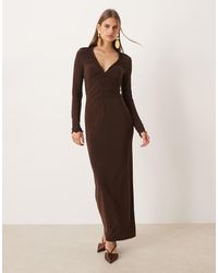 ASOS - Long Sleeve Ruched Front Maxi Dress - Lyst