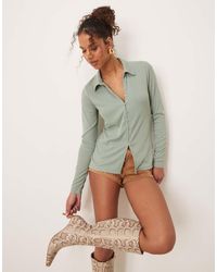 Abercrombie & Fitch - Top Con Colletto E Bottoni - Lyst