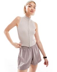 Brave Soul - Ribbed Knitted Waistcoat With Zip - Lyst
