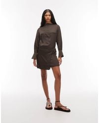 & Other Stories - Long Sleeve Mini Dress With Asymmetric Wrap Skirt Detail - Lyst