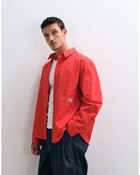 ASOS - Oversized Poplin Shirt With Chest Embroidery - Lyst