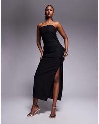 Kaiia - Exclusivité - - jupe d'ensemble longueur mollet en coton mélangé aspect lin avec fente latérale et liens - Lyst