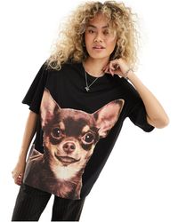 Monki - T-shirt à manches courtes avec chien à l'avant - noir - Lyst