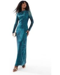 Vero Moda - Maxi-Jurk Van Soepelvallende Mesh Met Marmerprint En Lange Mouwen - Lyst