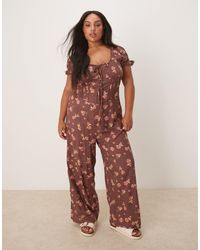 ASOS - Asos Design Curve Spun Lace Trim Corset Waist Jumpsuit - Lyst