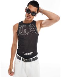 Collusion - Textured Mesh Vest With Print - Lyst
