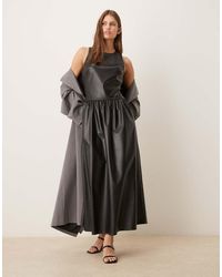 ASOS - Leather Look Racer Midi Dress With Full Skirt - Lyst