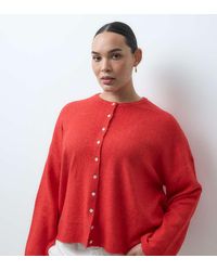 ASOS - Asos Design Curve Fluffy Relaxed Crew Neck Cardigan - Lyst