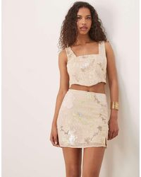 ASOS - Embroidered & Sequin Mini Skirt Co-Ord - Lyst