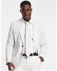ASOS - Wedding Linen Mix Super Skinny Suit Jacket With Prince Of Wales Check - Lyst