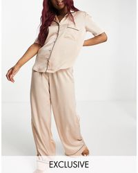 Missguided Satin Short-sleeved Pyjama Set - Natural