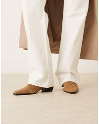Mango - Western Enkellaarzen Van Suède Met Vierkante Neus En Lage Hak - Lyst